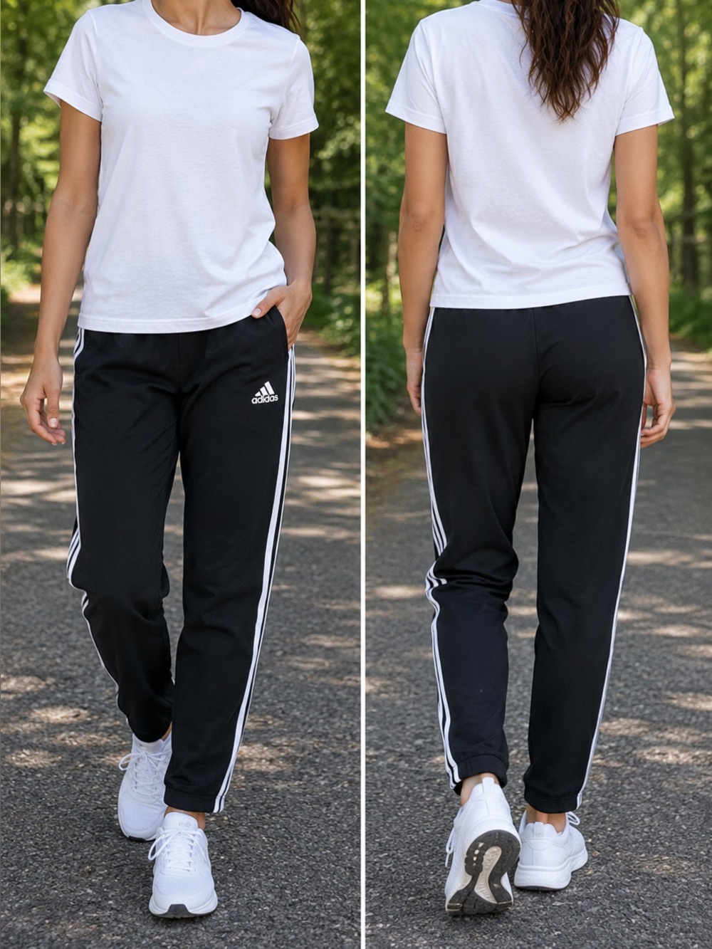 adidas 3-Striped Tricot Track Joggers Black with White Side Stripes Size Med GUC